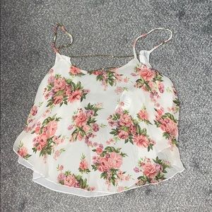 NWT Floral crop top with open back